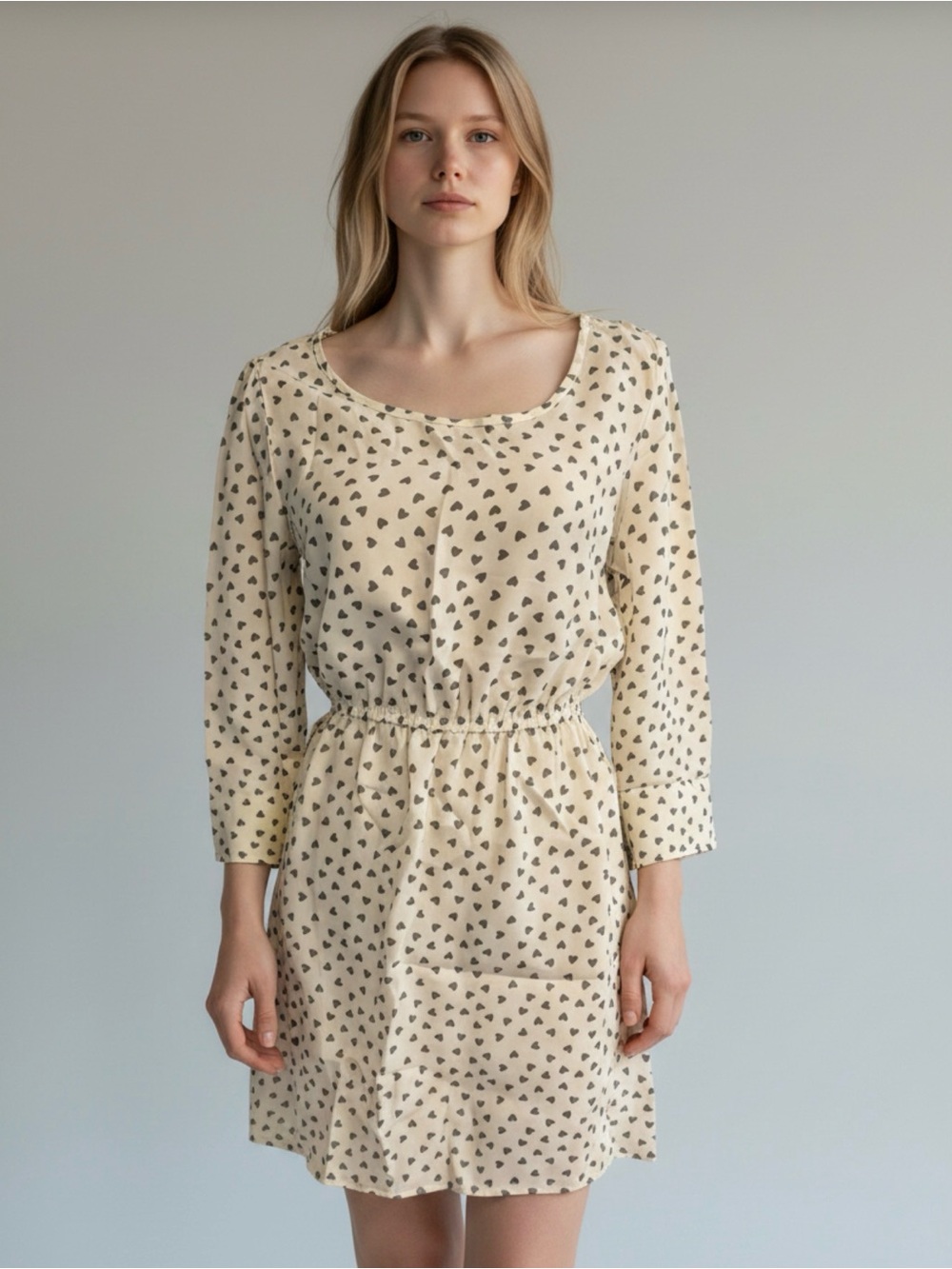 🫶🏻 Wallflower Cream Heart Print Long Sleeve Dress